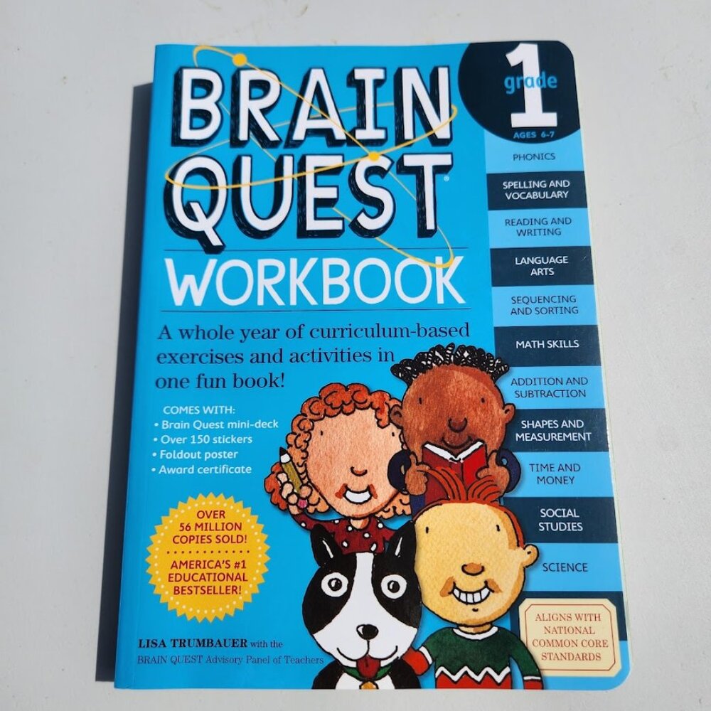 NEW Brain Quest Workbook Grade 1 1st Grade Book Paperback 320pages Stocking St